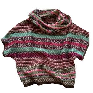 Small  Vintage America cowl neck bohemian sweater- short sleeve